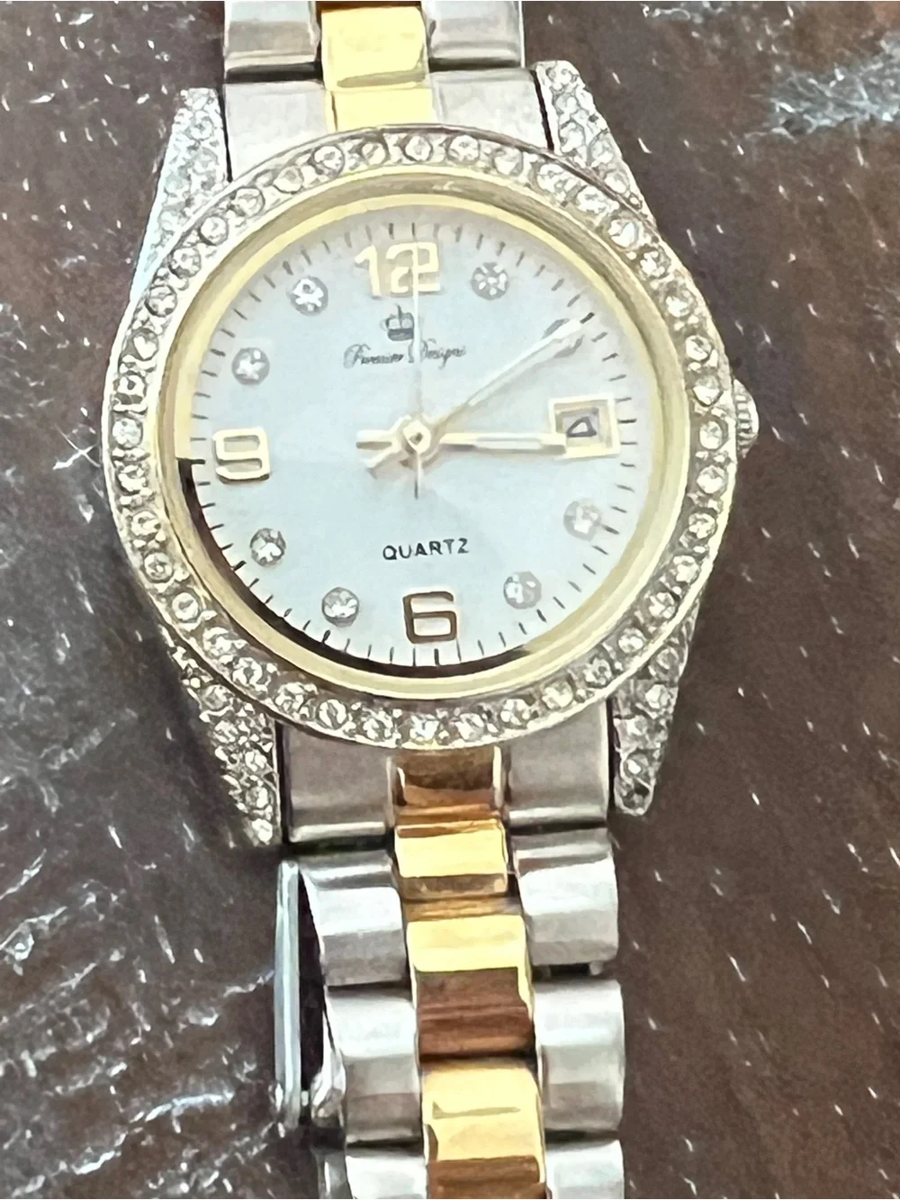 Premier Designs Two-Tone Gold and Silver Crystal Bezel Women's Watch